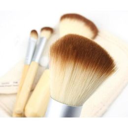 Mode 4 stks / set bamboe draagbare make-up borstels make-up make-up borstel cosmetica set kit tools borstel fabrieksprijs