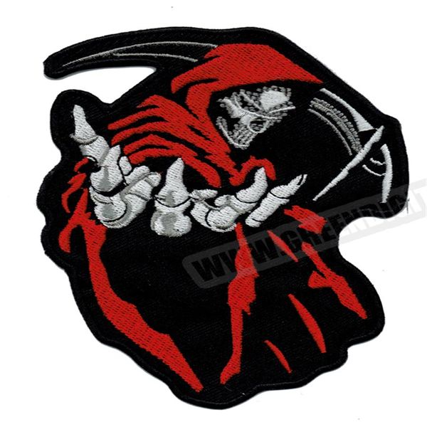 Mode 5 Grim Reaper Red Death Rider Gilet Broderie Patches Rock Moto MC Club Patch Fer Sur Cuir Tout Shippin257p