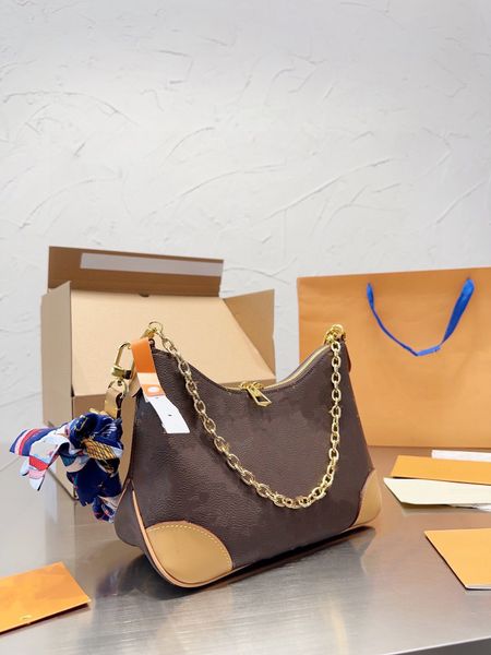 Bolso de hombro 5A para mujer, bandolera con cadena, de gran capacidad, de cuero genuino, con diseño de borde de correo, correa de hombro extraíble