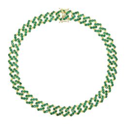 Mode 5a Zircon rond cristal cz pavé tennis cubain collier ras du cou pour femmes femmes couleur verte CZ hip hop bijoux cadeaux X0509314Z