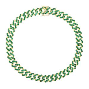 Mode 5a Zircon rond cristal cz pavé tennis cubain collier ras du cou pour femmes femmes couleur verte CZ hip hop bijoux cadeaux X0509215H