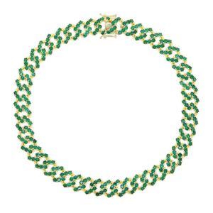 Mode 5a Zircon rond cristal cz pavé tennis cubain collier ras du cou pour femmes femmes couleur verte CZ hip hop bijoux cadeaux X0509204C