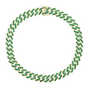 Mode 5a Zircon rond cristal cz pavé tennis cubain collier ras du cou pour femmes femmes couleur verte CZ hip hop bijoux cadeaux X05096032878