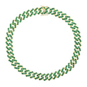 Mode 5a zircon rond Crystal CZ Collier de cou cubain pavé cubain pour femmes Couleur verte CZ Hop Hop Jewelry Gifts X0509337Y