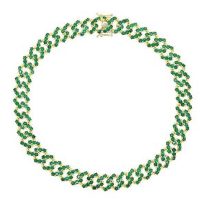 Mode 5a Zircon rond cristal cz pavé tennis cubain collier ras du cou pour femmes femmes couleur verte CZ hip hop bijoux cadeaux X0509224q