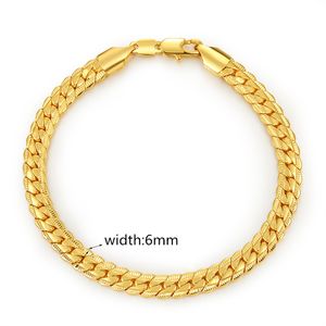 Mode 6 mm * 18-21 cm Bracelet en or pour hommes de luxe plaqué or 18 carats Bracelets pour hommes femmes Bijoux Couple Bracelet
