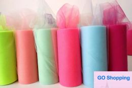 Mode 6"x25yd Tule Roll Spool Stof Bruiloft Stoel Boog Decor DIY Tutu Rok Pure Gaas Tafel Banner Garland Kwastje sjerp Bands decoraties