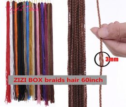 Moda 60 pulgadas de largo ZIZi crochet trenzas cabello trenzado sintético micro caja trenzas extensiones de cabello crochet marley para negro wom2970027