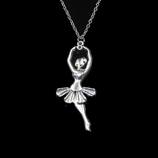 Mode 61*24mm danseuse de Ballet ballerine pendentif collier lien chaîne pour femme collier ras du cou bijoux créatifs cadeau de fête