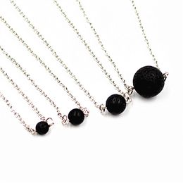 Mode 6mm 8mm 10mm natuurlijke lava steen ketting vulkanische rots aromatherapie essentiële olie diffuser ketting voor vrouwen sieraden