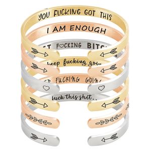 Mode 6mm gepersonaliseerde manchet armband Ik ben genoeg beste stranden gegraveerde titanium stalen bangle geschenken voor vrouwen meisjes