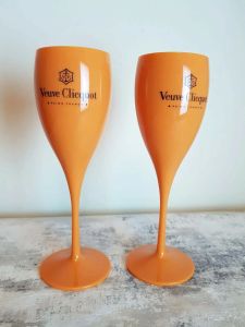 Fashion 6x Veuve Clicquot Acryl Plastic Champagne Oranje Fluiten Wijnglazen 180ml