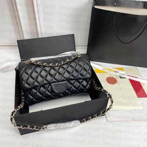 Bolso de hombro de piel de oveja de caviar para mujer 7A a la moda con patrón de diamantes, bolso con solapa de lujo de gran capacidad con caja y accesorios