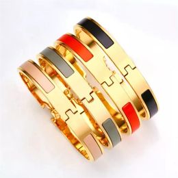 Moda 8mm pulseira de aço inoxidável charme pulseiras mulheres luxo jóias designer carta pulseiras cor laranja esmalte presente para love2634
