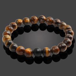 Moda 8 MM Chakra Tiger Eye Budda Bransoletki Dla Kobiet Mężczyzn Kamień Naturalny Okrągłe Koraliki Bransoletka