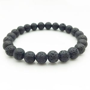 Mode 8mm natuurlijke zwarte lava stenen kralen armband aromatherapie essentiële olie diffuser armband voor vrouwen mannen