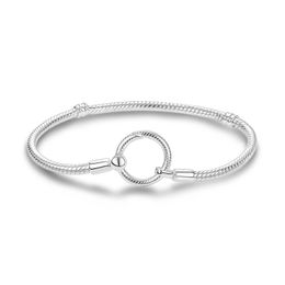 Brazalete de plata 925 con cierre en O, pulsera de cadena de serpiente compatible con cuentas originales Diy 220831