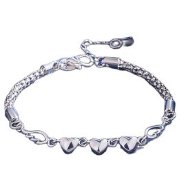 Mode 925 zilveren armband voor vrouw elegante hart liefde ketting sieraden bruiloft dame geschenken