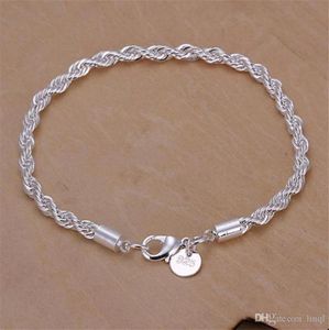 Mode 925 zilveren armbanden sieraden 200 mm4 mm ed touw ketting vrouw mannen unisex armbanden 4953042