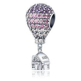 Moda 925 Silver Hot Air Balloon Series charms Beads Fit Pandora Original Colgante de alta calidad Pulsera Love Heart DIY Diseñador de joyas Fabricación con caja
