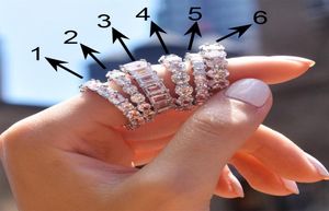 Mode 925 Anneaux plaqués en argent Blanc CZ Stone Simple Design Party Ring For Women Ladies Wedding Anniversary Jewelry Gift3011310