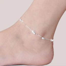 Mode 925 Sterling Silver Anklets for Women Ladies Girls Uniek Nice Sexy Simple Beads Silver Chain Anklet Foot Sieraden Gift Wedding