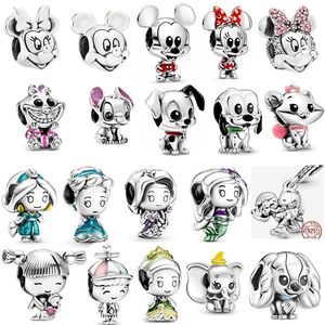 Mode 925 Sterling Silver Charms Losse kralen kralen ontwerper Diy Mouse Princess Origineel Fit Pandora Bracelet Belet Girls Hangers Dames sieraden Geschenken