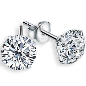 Mode 925 en argent Sterling clair griffe réglage cubique Zircon boucles d'oreilles classique argent boucle d'oreille