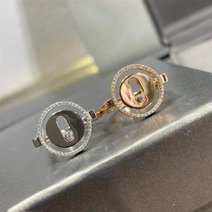 Mode 925 en argent Sterling chanceux déplacer anneaux pour les femmes cristal bande de mariage danse côté pierres anneau mobile français datant bijoux 313A