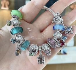 Fashion 925 Sterling Silver Luminous Pearl Murano Lampwork Glass European Charm Beads Princess Castle Dangle Past Pandora Charm Armbanden Ketting