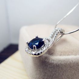 Collier pendentif saphir en argent Sterling 925 pour femmes, 1ct, pierre précieuse bleue, Zircon AAA, diamant, bijoux à la mode