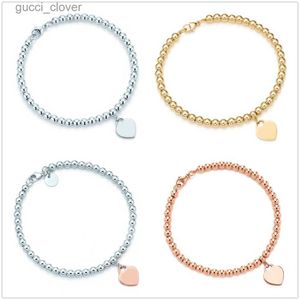 Mode 925 argent sterling tag amour coeur bracelets original classique T bracelet perlé 4mm or rose perle homme femmes bijoux amoureux cadeaux avec boîte