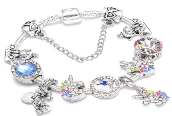 Fashion 925 argent sterling licorne cristal Murano lampe en verre européen perles de charme en cristal s'adapte à charme bracelets collier b87973666