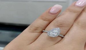 Mode 925 en argent sterling blanc rose en forme de poire coupe diamant mariage fiançailles cocktail anneaux pour femmes bijoux cadeau13703658