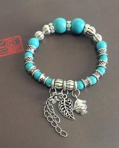 Mode 925 Turquoise armband met verborgen zilveren tassel armband met uitgeholde bal armband voor dames is optioneel