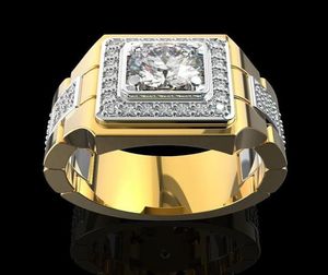 Mode AAA zirkoon diamanten edelstenen ringen voor mannen gold tone mannelijke sieraden bijoux bague party accessoires trouwring gift2533984