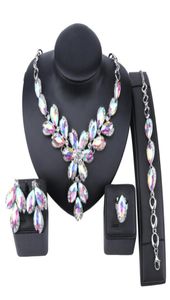 Mode AB Gem Crystal Choker ketting voor vrouw statement kettingen oorrel armband ring kraag boho sieraden sets8397214