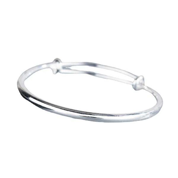 Accessoires de mode 99 argent lisse visage rond ventre bracelet pour fille cadeaux fête des mères cadeau à petite amie simple tube rond solide push pull lisse corps bracelet