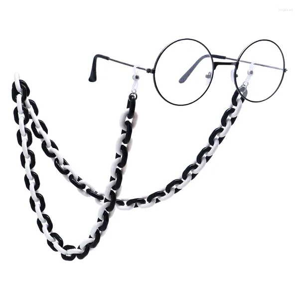 Chaîne de lunettes en acrylique noir et blanc pour femmes, accessoires de mode, porte-lunettes de soleil, lanières de lunettes, sangle de cou en corde