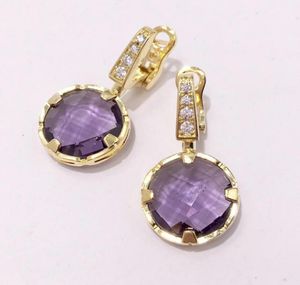 Accesorios de moda Hermoso Copperplated Diamondded Fourclaw Purple Gem Gem Clip Pendientes3966167