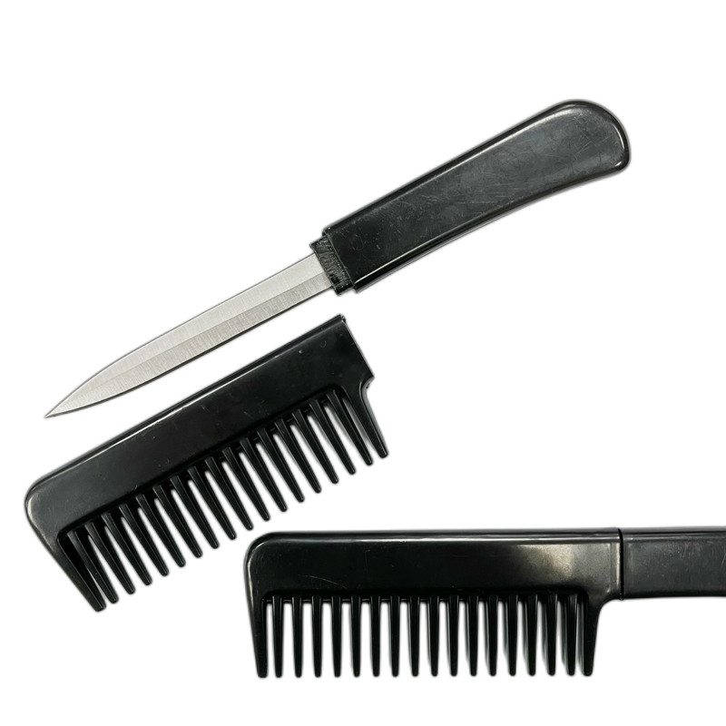 Acessórios de moda pentear uma faca preta pequena que parece uma escova de cabelo para mulheres