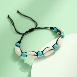 Mode -accessoires Ocean Wind Turquoise kralen vriendschap Bracelet geweven blauwe kralen Shell Anklet