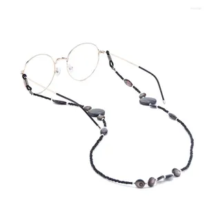 Accessoires de mode Chaîne de lunettes de lecture pour femmes Perles de coquillage Cordons de lunettes de soleil Lanière de lunettes perlées Sangles de retenue de lunettes noires