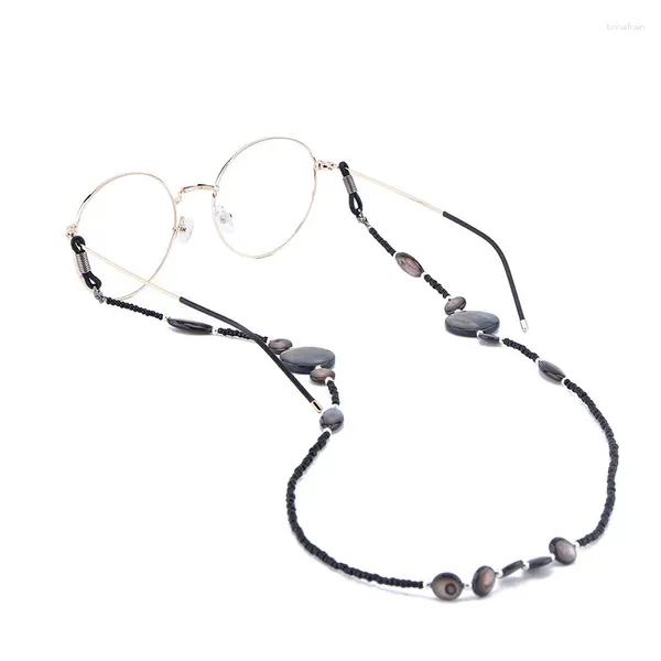 Accesorios de moda Cadena para gafas de lectura para mujer Cuentas de concha Cordones para gafas de sol Cordón para gafas con cuentas Correas de sujeción Retenedor de gafas negro