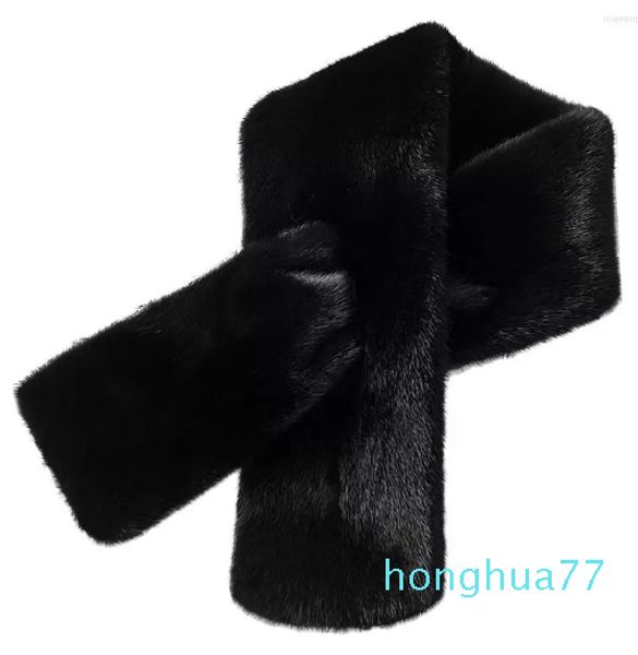 Accesorios de moda Bufandas Moda Piel genuina para hombres Visón tejido Negro Natural Cuello Calentador Wrap S3084ScarvesScarves