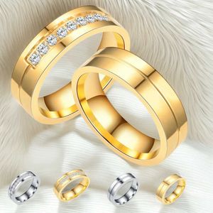 Accessoires de mode en acier inoxydable en diamant incrusté Ring Titanium Zircon Version à la main bijoux