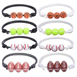 Mode acryl kralen sportbal armband basketbal honkbal tennis rugby ontwerp armbanden spacer bead polsband diy sieraden 2022 cadeau hobby