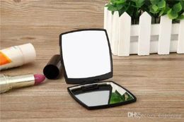 Miroir portable cosmétique acrylique de mode Miroir de sac à poussière pliant en velours avec boîte-cadeau Miroir de maquillage noir Style classique portable (Anita)