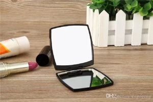 Fashion acrylic cosmetic portable mirror Folding Velvet dust bag mirror with gift box black makeup mirror Portable classic style (Anita)