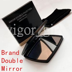 Espejo portátil cosmético acrílico de moda espejo plegable de bolsa de polvo de terciopelo con caja de regalo herramientas de maquillaje de niña de alta calidad